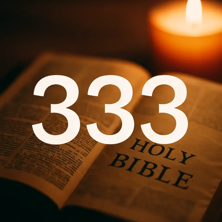 An open Bible resting on a wooden surface, softly lit to highlight sacred text, evoking spiritual reflection on the meaning of 333 in the Bible.