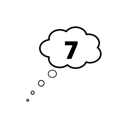 The number 7 in a cartoon balloon
