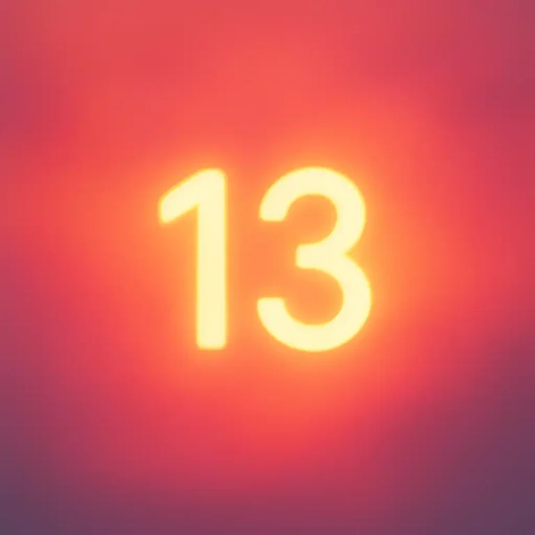 A glowing number 13 radiates soft golden and rose hues against a dreamy, cosmic background, symbolizing transformation and emotional growth in love.