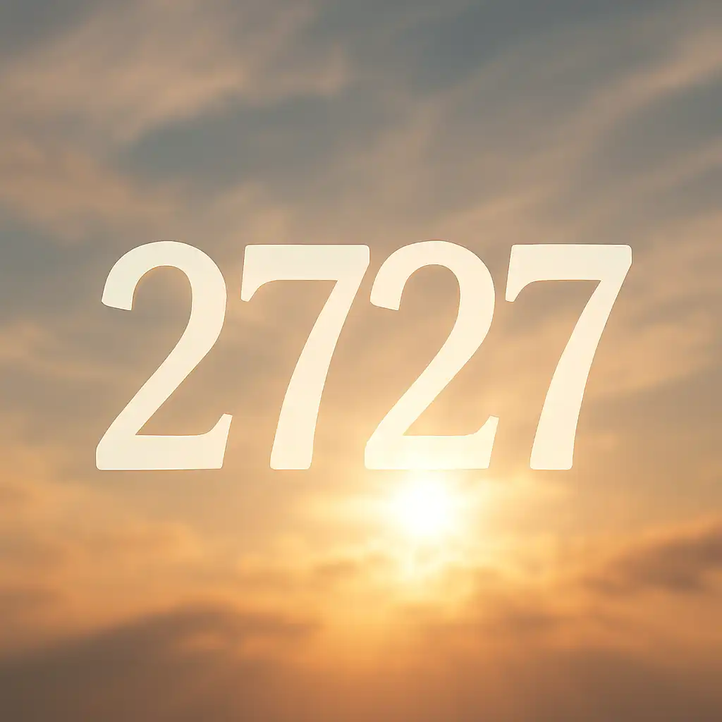 A photograph captures the number 2727 illuminated by soft natural light on a fogged window, with a blurred background suggesting early morning stillness and reflection.