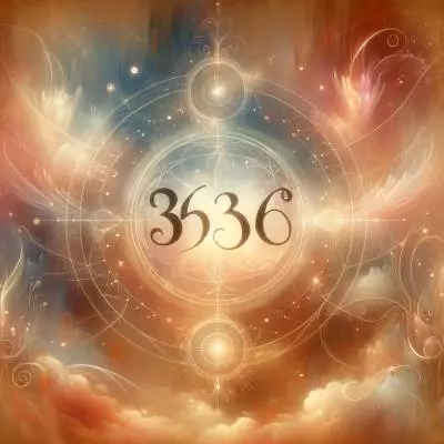 Elegant 3636 angel number displayed in a script-like font, surrounded by soft, spiritual symbols and patterns, reflecting themes of love and guidance.