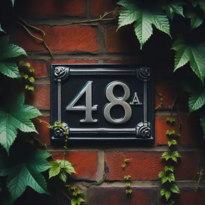 House number 48a surrounded by lush ivy, symbolizing stability, growth, and the spiritual journey