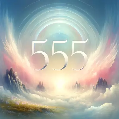 Serene image featuring the number 555, symbolizing spiritual growth and twin flame separation.