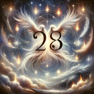 Symbolic representation of 28 angel number twin flame meaning, highlighting spiritual connection and guidance.