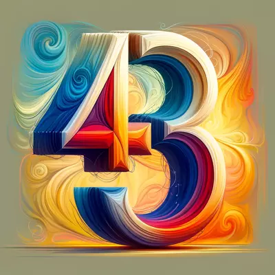 Stylized artistic representation of numbers 4 and 3, designed to symbolize balance and harmony, suitable for themes related to numerology and spiritual insights. Image for illustration purposes only.