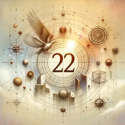 Elegant depiction of the 22 life path number, symbolizing mastery, transformation, and potential for achieving greatness.