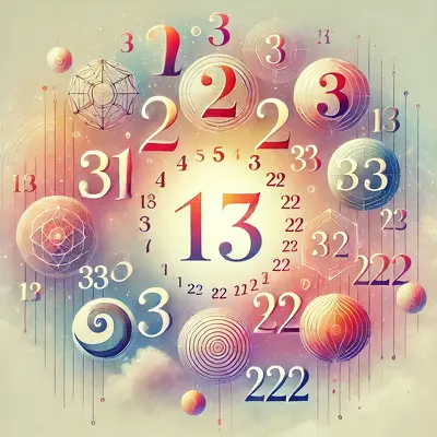Illustration of various spiritual numbers, including 1, 2, 3, 11, 22, 33, 111, and 222, arranged artistically to evoke a sense of mystery and spirituality. Image for illustration purposes only.