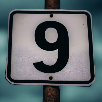 Number 9 on a road sign.