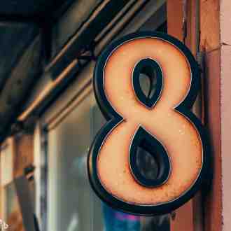 Numbers 8 on shop sign.