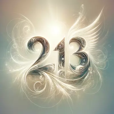 Illuminated number 213 adorned with subtle biblical symbols, reflecting spiritual significance and biblical numerology.