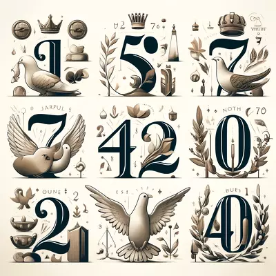 Illustration depicting symbolic biblical numbers such as 7, 12, and 40, enhanced with subtle biblical motifs. Image for illustration purposes only.