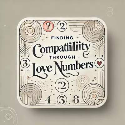 Illustration of the title 'Finding Compatibility Through Love Numbers' with abstract patterns representing numerology and relationships.