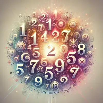 Illustration of numerology meaning of numbers 1 to 100, with vibrant and orderly arrangement of numbers, subtly integrated with spiritual symbols, representing hidden patterns and spiritual growth.