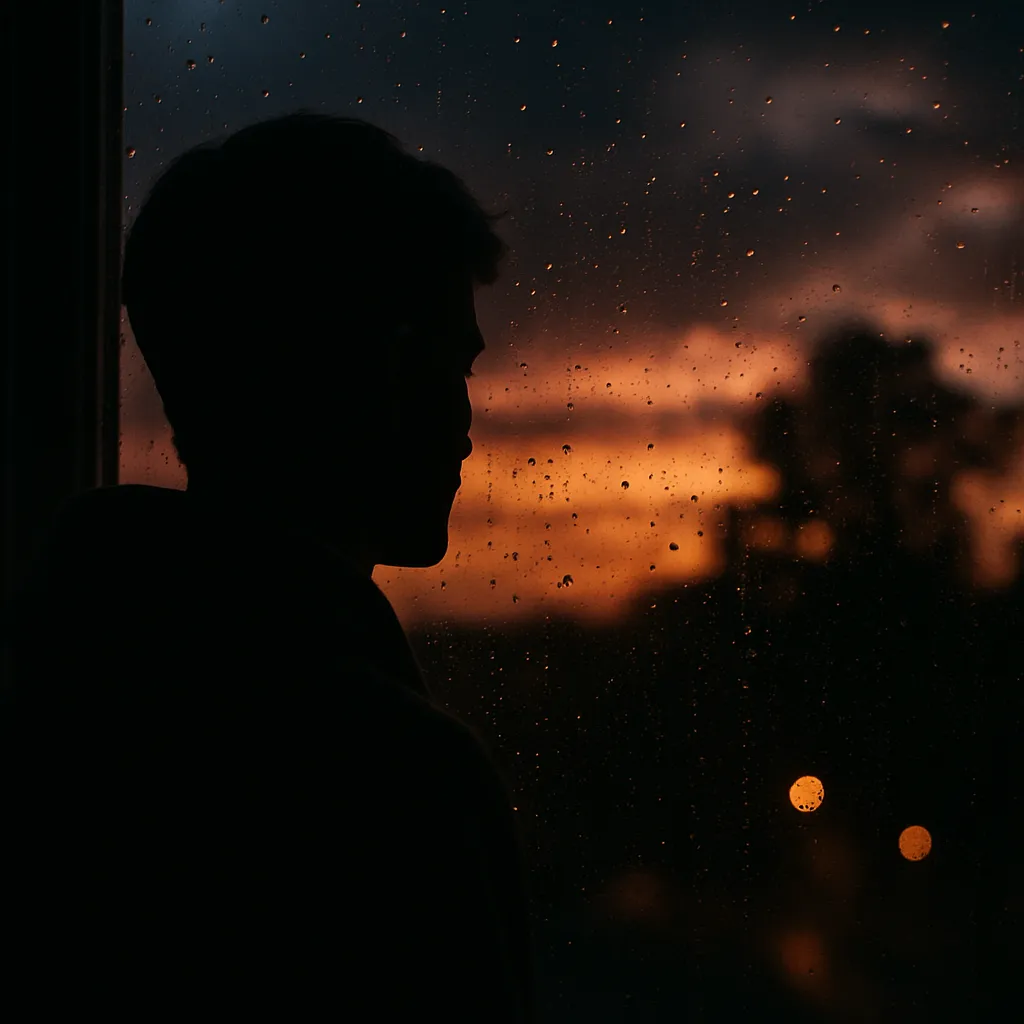 A photograph captures a silhouette of a person gazing into the horizon at sunset, with soft pink and orange tones in the sky, evoking a sense of distance, connection, and longing—symbolic of twin flame telepathy during separation.